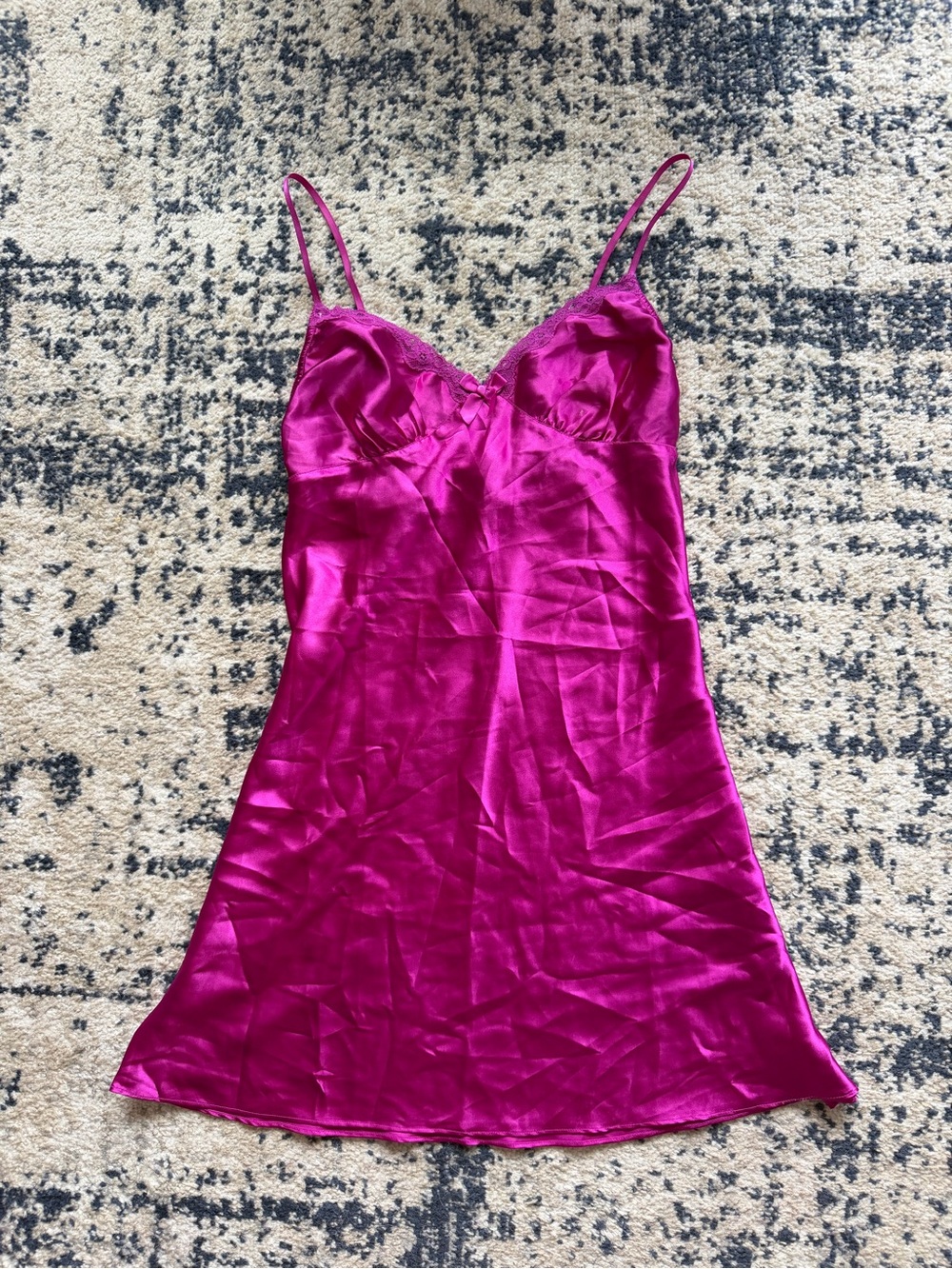La SENZA Fuchsia Satin Slip with Lace Trim